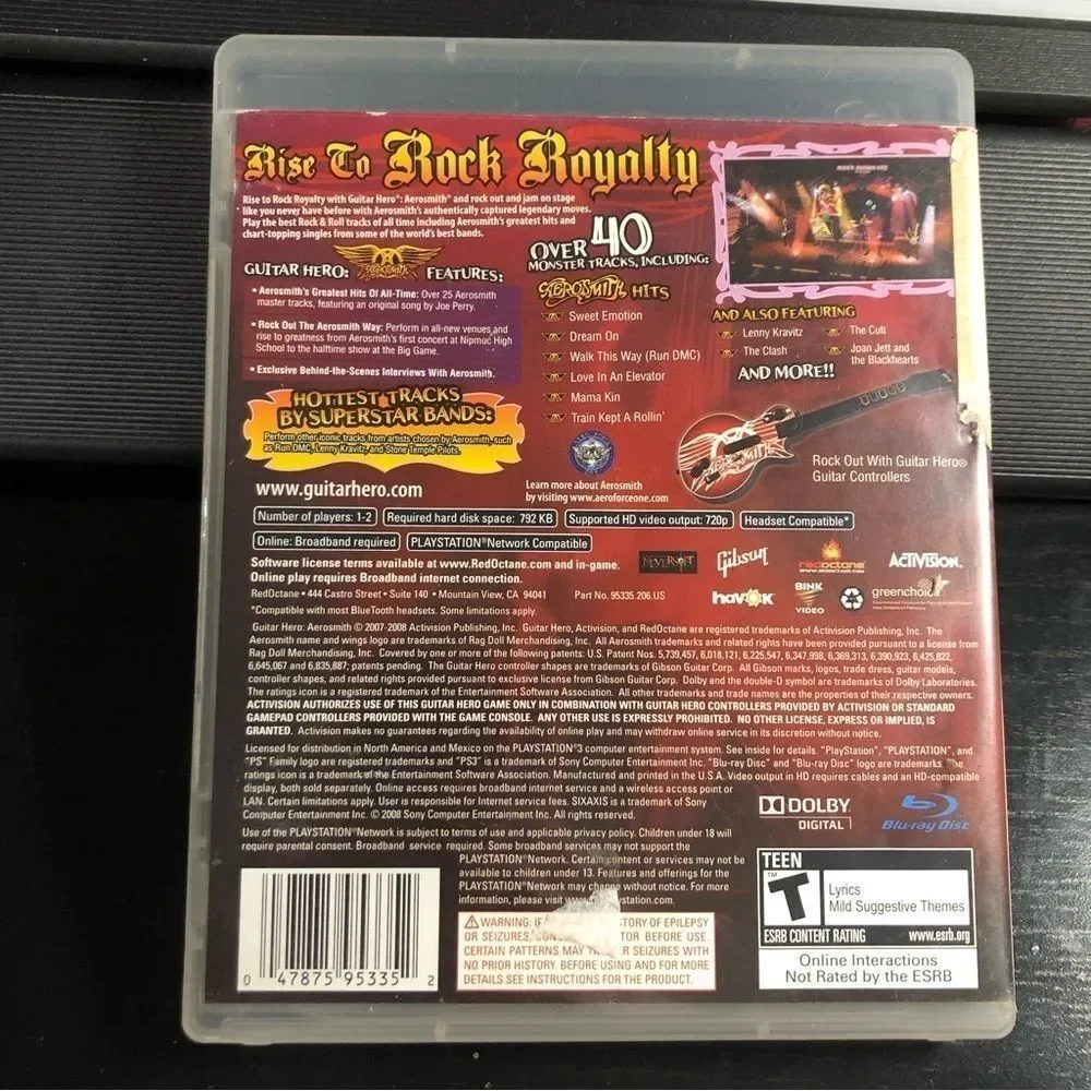 PlayStation 3 Guitar Hero Aerosmith Complete Video Game Disc & case